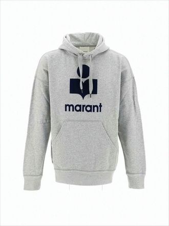 Isabel Marant Heathered Grey Hoodie With Contrasting Logo