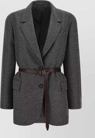 Brunello Cucinelli virgin wool cashmere single-breasted belted blazer