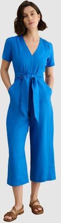 Hobbs London Evie V-Neck Cropped Jumpsuit in Sapphire Blue at Nordstrom, Size 12