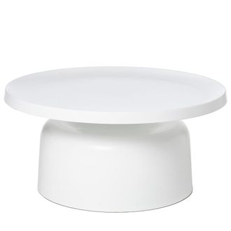 Koketto Home Mesa de centro met&aacute;lica blanca moderna, 75 cm
