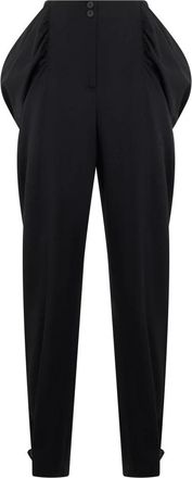 Alberta Ferretti Broek met gedrapeerde zakken - Dames - Slim Fit Broeken - Zwart - S - Wol - Broeken