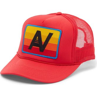 Aviator Nation Rainbow Logo Trucker Hat in Red at Nordstrom
