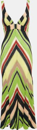 Missoni Green/black Zig Zag Knit Maxi Dress