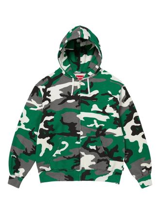 SUPREME Box-logo zip-up hoodie - Green