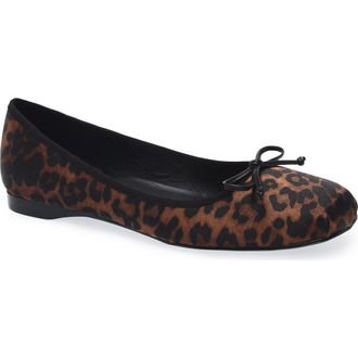 Jeffrey Campbell Tutu Ballet Flat in Tan Cheetah Satin at Nordstrom, Size 7.5