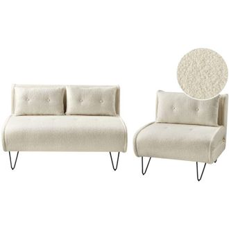 Beliani Living Room Set 3 Seater VESTFOLD Boucle Off-White