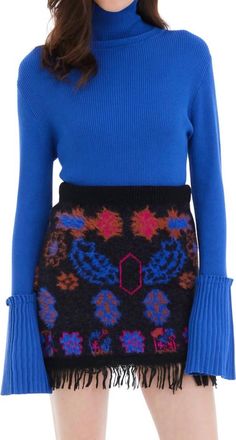 Allison New York Yael Fringe Skirt In Blue