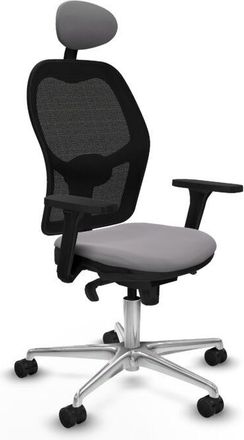 Piqueras y Crespo Piqueras Y Crespo - Jorquera Sincro Malla Negra Similpiel Gris Brazos 3d Base Aluminio Cabecero Fijo Ruedas 65mm Nailon