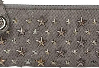 Jimmy Choo London Charcoal Gray Leather Long Wallet (Bi-Fold) (Pre-Owned)