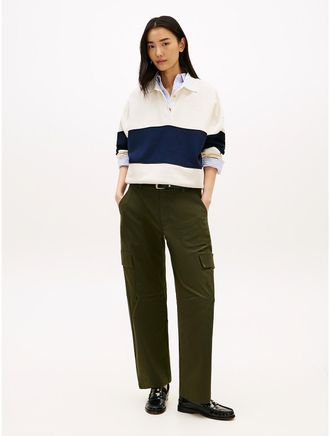 Tommy Hilfiger Womens Lightweight Barrel Leg Utility Pant - Green - 10