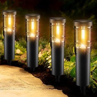 No Brand Juego De 4 Luces Solares Para Jard&iacute;n, 900 Mah, Luz Blanca C&aacute;lida, Resistentes Al Agua Ip65, Encendido/apagado Autom&aacute;tico Para C&eacute;spedes Y Entradas De V