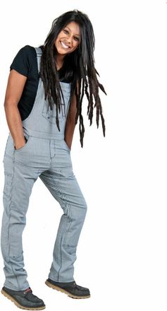 Dovetail Workwear Womens Freshley Overalls - Indigo Stripe