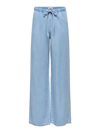 Jacqueline de Yong Schlupfhose JDY JDYMIRA MW WIDE STRING PANT PNT, Damen, Gr. L, L&auml;nge 32, light blau denim, Web, Obermaterial: 100% Lyocell, unifarben, lang, Hosen Sch