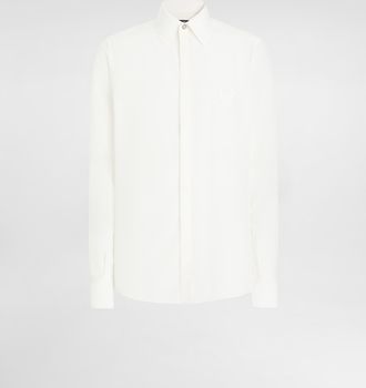 Dolce & Gabbana Silk Shirt With Logo Embroidery - Man Shirts White Silk 39