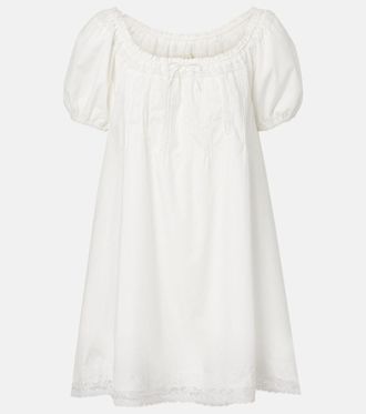 Faithfull The Brand Galle lace-trimmed cotton minidress