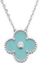 Van Cleef & Arpels White Gold Celadon Green Alhambra 2023 Holiday Pendant