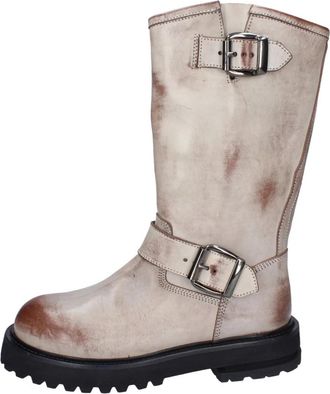 Moma Vintage Leren Hoge Laarzen - Dames - Hoge Laarzen - Bruin - 37 EU - Leer - Schoenen