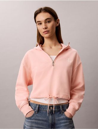 Calvin Klein Jeans Calvin Klein Womens Monologo Terry Cropped Hoodie - Orange - XL