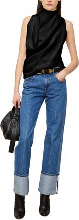 Brandon Maxwell Alexa Wide Leg Denim Pants In American Blue