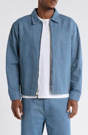 PacSun Initial Stripe Denim Chore Jacket in Overdye Denim at Nordstrom Rack, Size X-Large