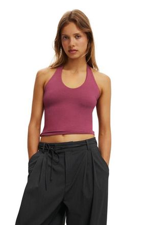 Cotton On Womens All Day V Neck Halter in Rich Plum at Nordstrom, Size Xx-Small