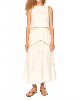Mirth Santanyi Tank Top In Lime Jamdani