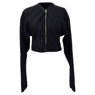 Rick Owens Batwing Klaus Zip Cardigan in Black Alpaca Wool
