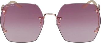 Gucci Stijlvolle zonnebril in goud en violet - Dames - Zonnebrillen - Geel - 62 MM - Accessoires