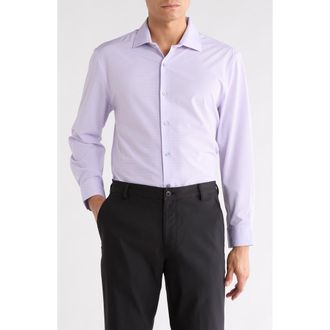 Perry Ellis Slim Fit Geometric Print Performance Tech Dress Shirt in Lilac at Nordstrom Rack, Size 18 - 34/35