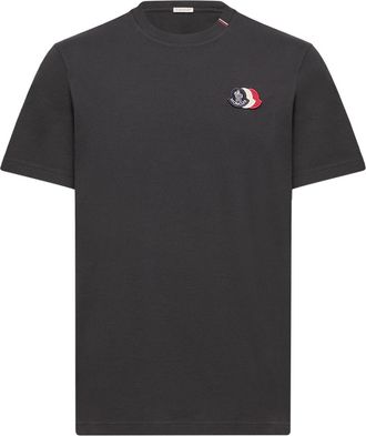 Moncler Moncler Embroidered Tricolor Logo Cotton T-shirt, Men, Blue, Size: 3xl