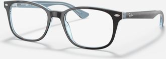 Ray-Ban Womens Rb5375 Optics Square Eyeglass Frames In Polished Havana On Light Blue