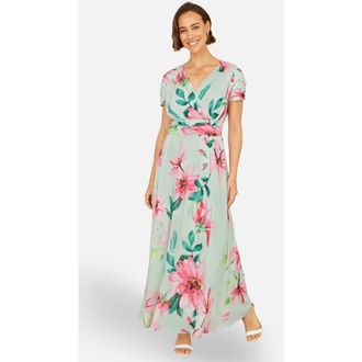 Yumi Mesh Floral Maxi Dress in Mint Green at Nordstrom, Size 10