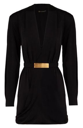 Vix Rosana Long Sleeve Cover-Up Minidress in Black at Nordstrom, Size Medium