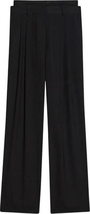 Helmut Lang Sheer Double-Pleated Pants - Dames - Straight fit broeken - Zwart - 2XS - Wol - Broeken