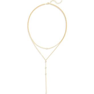 Nordstrom Rack Cubic Zirconia Layered Y-Necklace in Clear- Gold at Nordstrom Rack