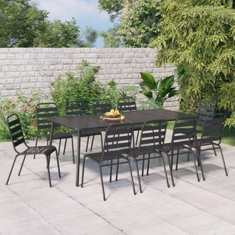 vidaXL Juego De Comedor De Jard&iacute;n 11 Piezas Acero Gris Antracita Vidaxl