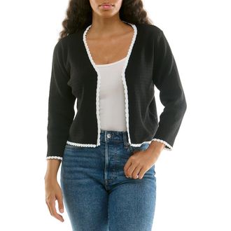 Nina Leonard Scalloped Bolero in Black/White at Nordstrom Rack, Size Large