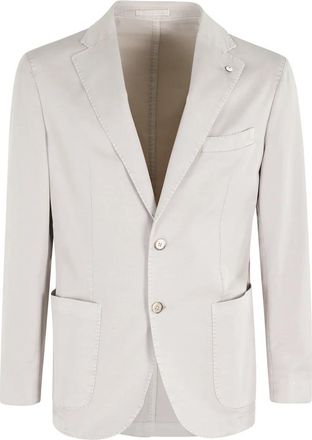 L.B.M. 1911 Beige Klassieke Jas met Zakken - Heren - Blazers - Wit - L - Katoen - Jassen