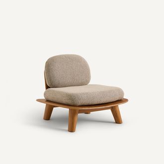 AM.PM Fauteuil van massief teakhout met kussens van gem&ecirc;leerde stof, Mazai