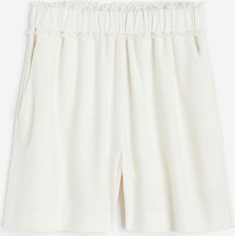 H&M Seidenshorts mit Fransenkanten - White