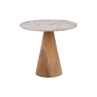 Leitmotiv Mesa auxiliar de madera y m&aacute;rmol &oslash;50cm - Marr&oacute;n