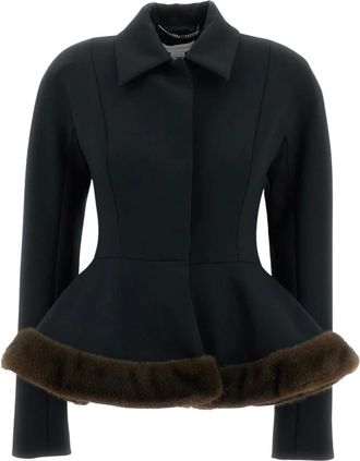 Stella McCartney Giacca Peplum con bordo in visone - - Jackets - Donna - Nero - S