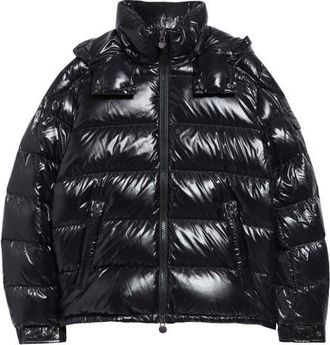 Moncler Maya Lacquered Nylon Down Jacket in Black/black/black at Nordstrom, Size 8