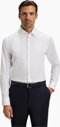 HUGO BOSS Mens Joe Collared Neck Point Collar Long Sleeve Shirt - White - Size: 17.75 inch