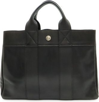 Hermès Black Leather Handbag Tote Bag (Pre-Owned)