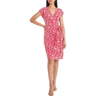 Maggy London Wrap Dress in Red/Ivory at Nordstrom Rack, Size 18 (Similar To 16W)