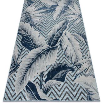 RugsX Rugsx - Alfombra Estructural Botanic 65242 Plumas, Zigzag, Tejido Plano En El Balc&oacute;n, Terraza - Turquesa Blue 137x190 Cm
