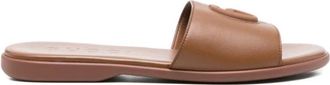 Gucci Slide Sandal met Double G - Dames - Sandalen - Bruin - 37 EU - Leer - Schoenen