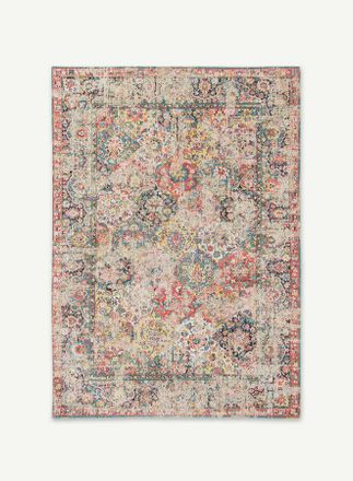 Louis De Poortere Bakhtiari Design - Alfombra Cl&aacute;sica Anticuaria - Hecha En B&eacute;lgica - Acabado A Mano - Antideslizante Natural - 100% Algod&oacute;n - Janisery Multi - 140 X 20