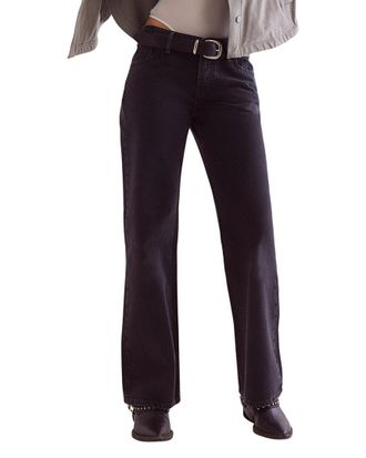 Free People Tennessee Low-Rise Hideaway Black Boyfriend Jean